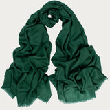 Classic Forest Green Silk and Wool Scarf