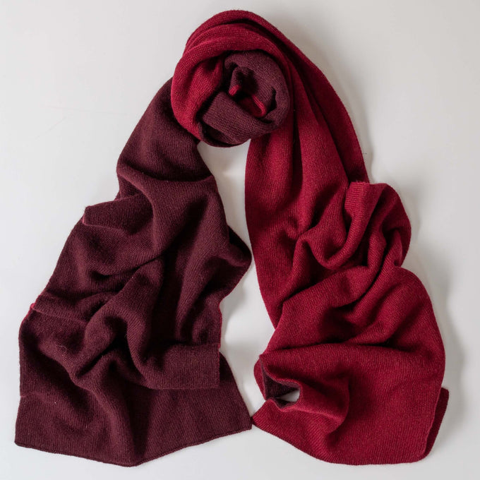 Two-Tone Burgundy Italian Double Faced Cashmere Scarf