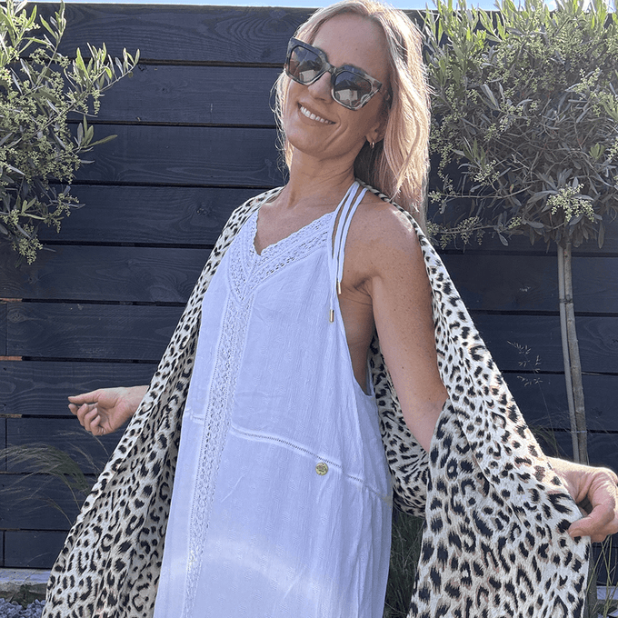 Dappled Leopard Print Cashmere and Silk Scarf