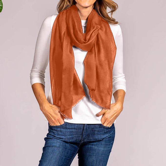 Crushed Apricot Cashmere and Silk Wrap