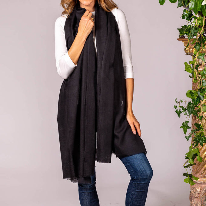 IMPERFECTLY YOURS: Classic Black Cashmere and Silk Scarf