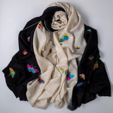Hand Embroidered Pashmina Shawl - Butterflies