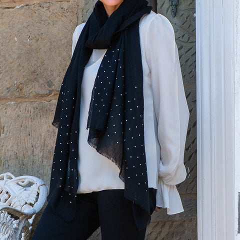 Swarovski Crystal Black Cashmere and Silk Wrap