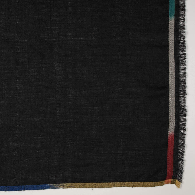 Ikat Edged Black Pashmina Cashmere Shawl