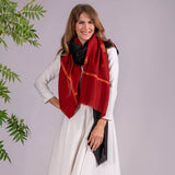 Hand Embroidered Pashmina Cashmere Shawl - Black and Burnt Orange