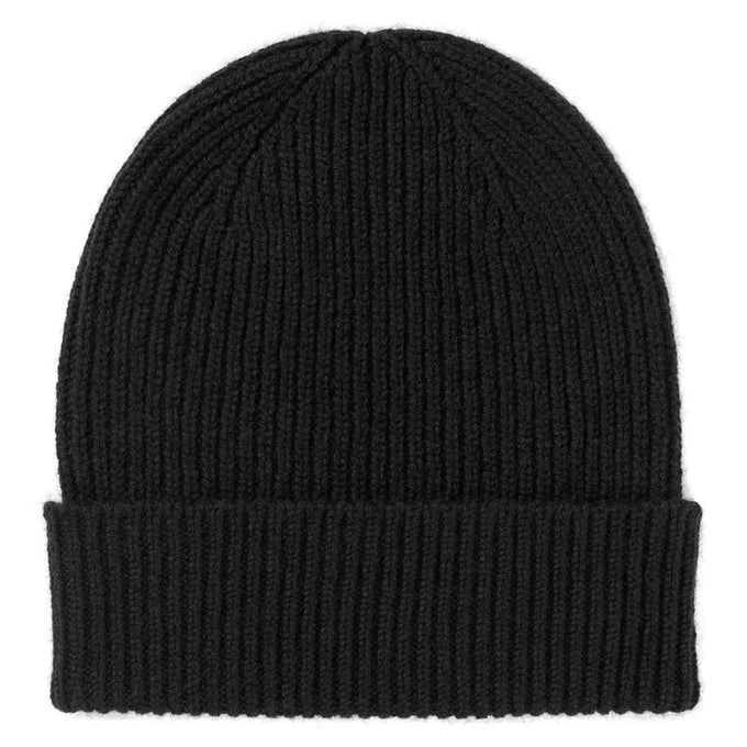 Black Rib Knit Cashmere Beanie