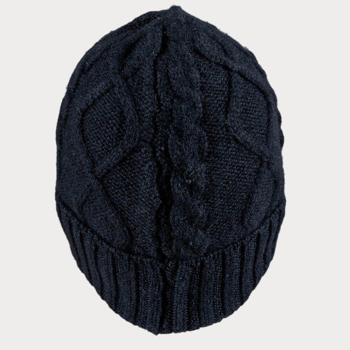 Sable Black Waffle Cashmere Beanie