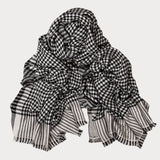 Black and Ivory Houndstooth Cashmere Shawl