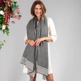 Black and Ivory Houndstooth Cashmere Shawl