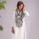 Black and White Zebra Print Cashmere and Silk Wrap
