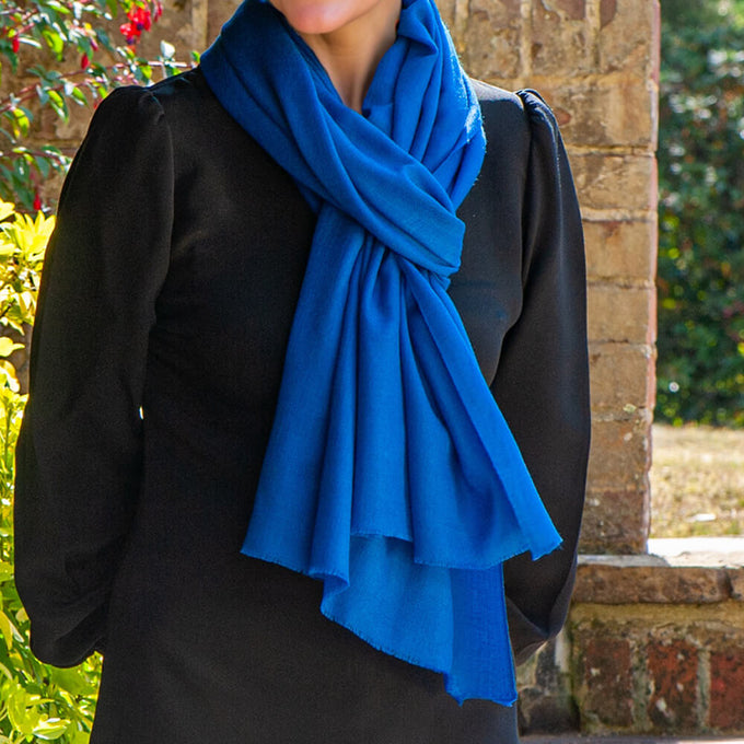 Sapphire Blue Cashmere and Silk Wrap