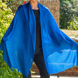 Sapphire Blue Cashmere and Silk Wrap
