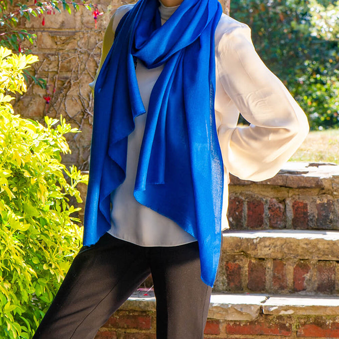 Sapphire Blue Cashmere and Silk Wrap