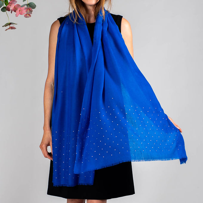 Swarovski Sapphire Blue Cashmere and Silk Wrap