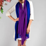 Indigo to Violet Shaded Cashmere and Silk Wrap