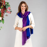 Indigo to Violet Shaded Cashmere and Silk Wrap