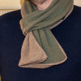 Double Faced Olive and Biscuit Italian Cashmere Neck Warmer