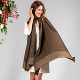 Chocolate and Hazelnut Houndstooth Cashmere Shawl