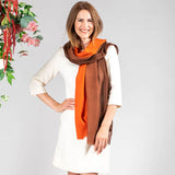 Sepia to Sienna Shaded Cashmere and Silk Wrap