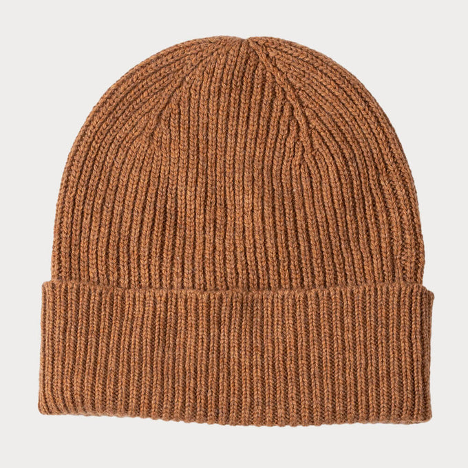 Brown Rib Knit Cashmere Beanie