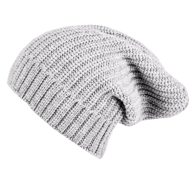 Ribbed Cloud Grey Cashmere Slouch Beanie Hat