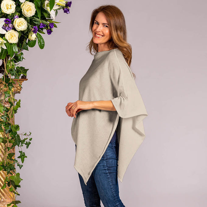 Honey Beige Cotton and Cashmere Poncho