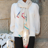 Ikat Edged Cream Pashmina Cashmere Shawl