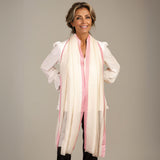 Ivory Cashmere and Silk Wrap with Rose Pink Silk Border