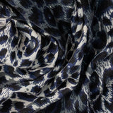 IMPERFECTLY YOURS: Midnight Navy Leopard Print Cashmere and Silk Scarf