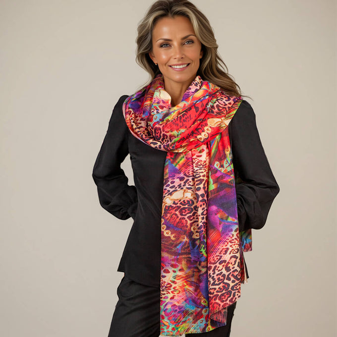 Echoes of the Wild - Wildfire Blaze Cashmere and Silk Wrap