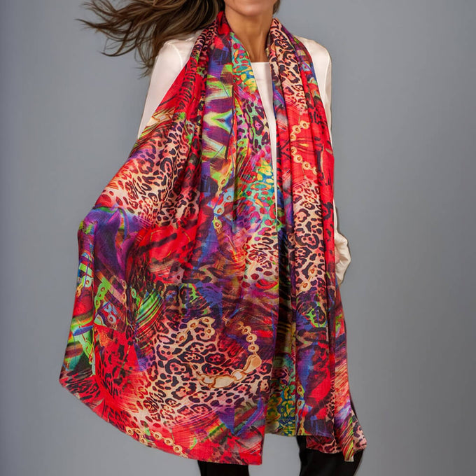 Echoes of the Wild - Wildfire Blaze Cashmere and Silk Wrap