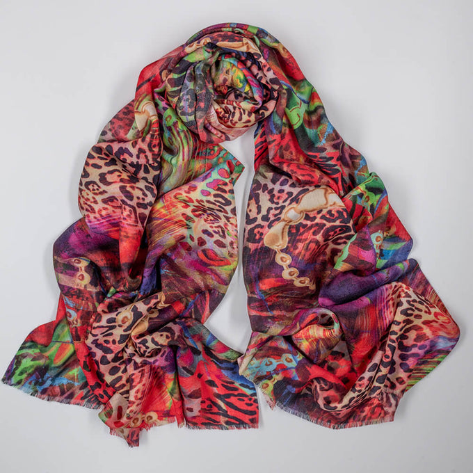 Echoes of the Wild - Wildfire Blaze Cashmere and Silk Wrap