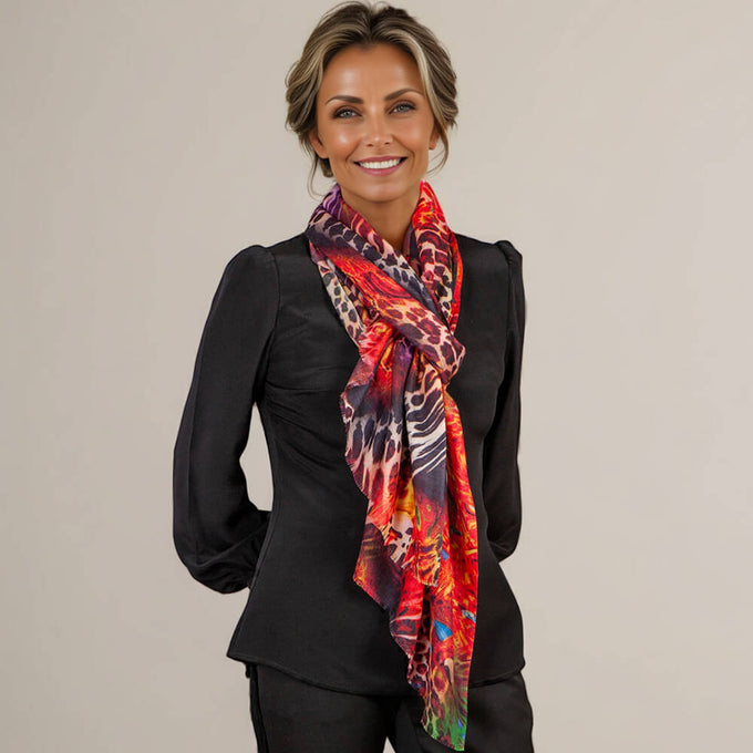 Echoes of the Wild - Wildfire Blaze Cashmere and Silk Wrap