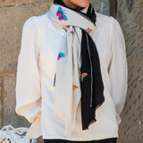 Hand Embroidered Pashmina Shawl - Butterflies