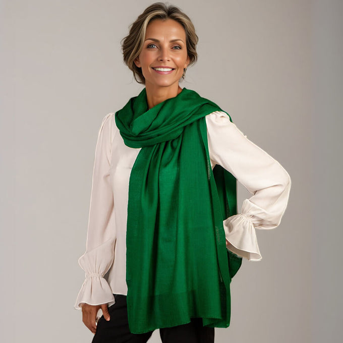 IMPERFECTLY YOURS:  Forest Green Cashmere and Silk Wrap