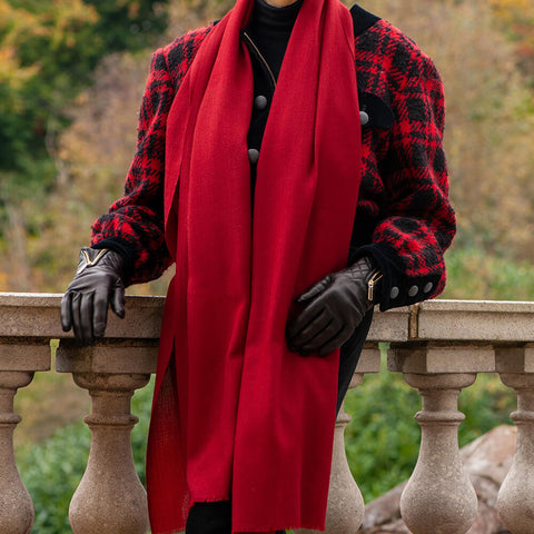Garnet Red Cashmere and Silk Wrap