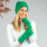 Kelly Green Rib Knit Cashmere Beanie