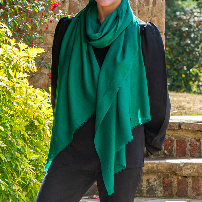 Emerald Green Cashmere and Silk Wrap
