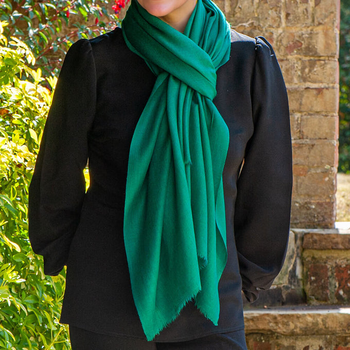 Emerald Green Cashmere and Silk Wrap
