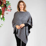 Hand Woven Soft Grey & Natural Chunky Cashmere Poncho