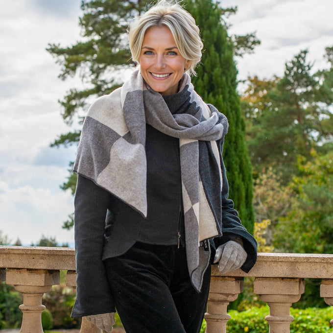 The Check Set - Mono Tones Italian Cashmere Scarf