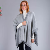 Grey and Ivory Reversible Wool and Cashmere Cape