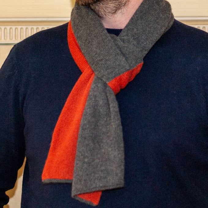 Double Faced Charcoal and Terracotta Cashmere Neck Warmer