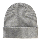 Grey Rib Knit Cashmere Beanie