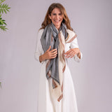 Grey Melange and Vanilla Pashmina Cashmere Shawl