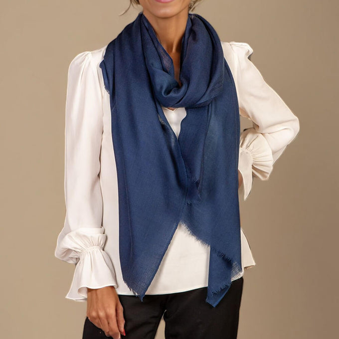 IMPERFECTLY YOURS: Indigo Blue Cashmere and Silk Wrap