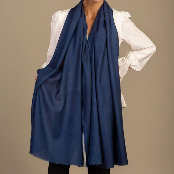 IMPERFECTLY YOURS: Indigo Blue Cashmere and Silk Wrap