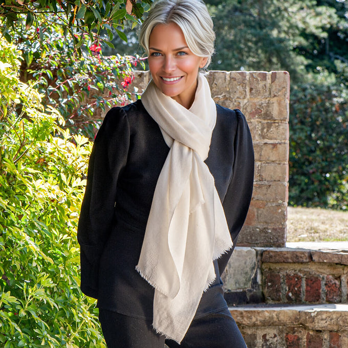 Classic Ivory Cashmere and Silk Wrap