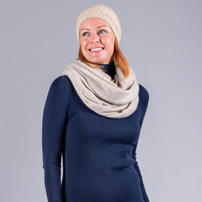 Beige Double Size Cashmere Snood