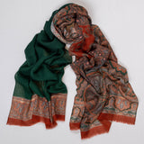 Trento Green and Russet Italian Wool Scarf